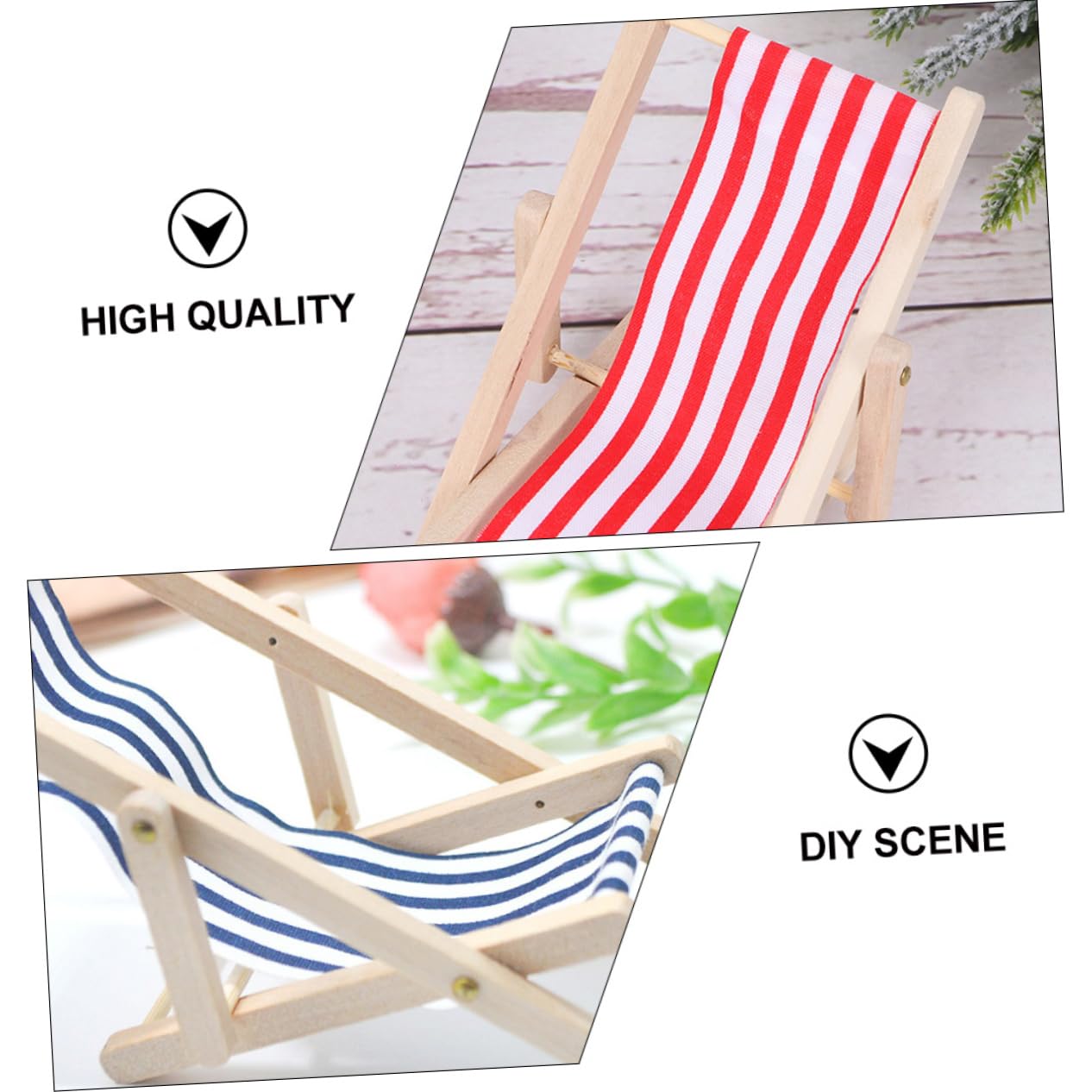 12 Pcs Deck Chair Model Miniature Beach Furniture Tiny Table Foldable Chairs for Outside Miniature Beach Chair Micro Toys Deck Awning Folding Chairs Outdoor Product Seaside Cloth