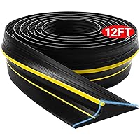 Universal Garage Door Bottom Seal Strip,Weatherproof Rubber DIY Weather Stripping Replacement, 12FT Length, Black