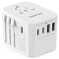 EPICKA Universal Travel Adapter, International Power Plug Adapter with 3 USB-C and 2 USB-A Ports, All-in-One Worldwide Wall Charger for USA EU UK AUS (TA-105C, White)
