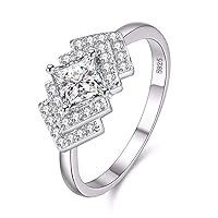 Uloveido Women's Platinum Plated Cubic Zirconia Ring, Simulated Diamond Anniversary Ring for Women WX015