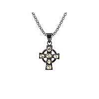 Raw Diamond Celtic Cross Necklace, Black Rhodium 925 Sterling Silver & Raw Polki Diamonds (0.35 cttw)