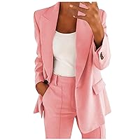 Office Work Blazer Jacket for Women 2024 Open Front Button Suit Coat Casual Trendy Blazers Outerwear with Pocket