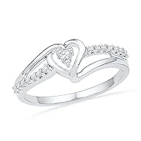 DGOLD Sterling Silver White Round Diamond Fashion Ring (1/10 CTTW)