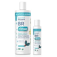 BR Certified Organic Brushing Rinse, All Natural Mouthwash for Whiter Teeth, Fresher Breath, and Happier Gums, Alcohol-Free Oral Care, Wintergreen, 2 Piece Set, 16 Oz