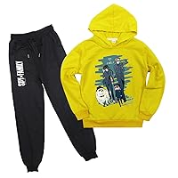 Novelty Spy x Family Hooded Tops Set Comfy Pullover Sweatshirts with Hood-Cute Cartoon Hoodie with Jogging Pants Set