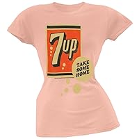7up - Womens Logo Juniors T-Shirt Large Light Pink
