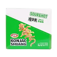 WeiLong Konjac Snack, Spicy Hot Strips, Spicy Snacks Latiao La tiao, Chinese Snacks Moyushuang, Spicy and Sour Flavor, 卫龙辣条，魔芋爽(酸辣), 18g*20 Bags, Pack of 1