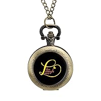Live Laugh Love Heart Custom Pocket Watch Vintage Quartz Watches with Chain Birthday Gift for Women Men