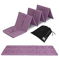 Foldable Yoga Mat - Illustrated 14 Embossed Poses, Square Folding Travel Fitness and Exercise Mat as seen on TV, Perfect Storage, Pilates, Home Workout