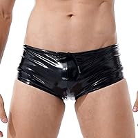 YiZYiF Men's PVC Leather Drawstring Boxer Shorts Underwear Swim Trunk Boxers Swimwear Panties