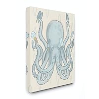 Stupell Industries Popsicle Octopus Ocean Sea Animal Blue Kids Drawing, Design by Artist Daphne Polselli Wall Art, 16 x 1.5 x 20, Canvas