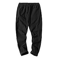 Linen Pants Big & Tall Men's Loose Fit Elastic Waist Lightweight Quick Dry Drawstring Beach Yoga Trousers for Men