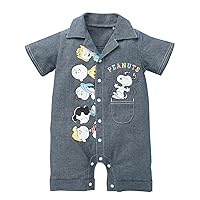 Nissen 70 80 Snoopy Disney Chambray Work Style Short Sleeve Coveralls (Baby Clothes, Children's Clothes, Boys and Girls)