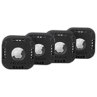 Pelican Protector - Airtag Holder / Case with 3M Adhesive Sticker [4 Pack] Protective Shockproof Cover for Apple Air tag - Hidden Stick On Mount For Bike Wallet Travel TV Remote Car Luggage - Black