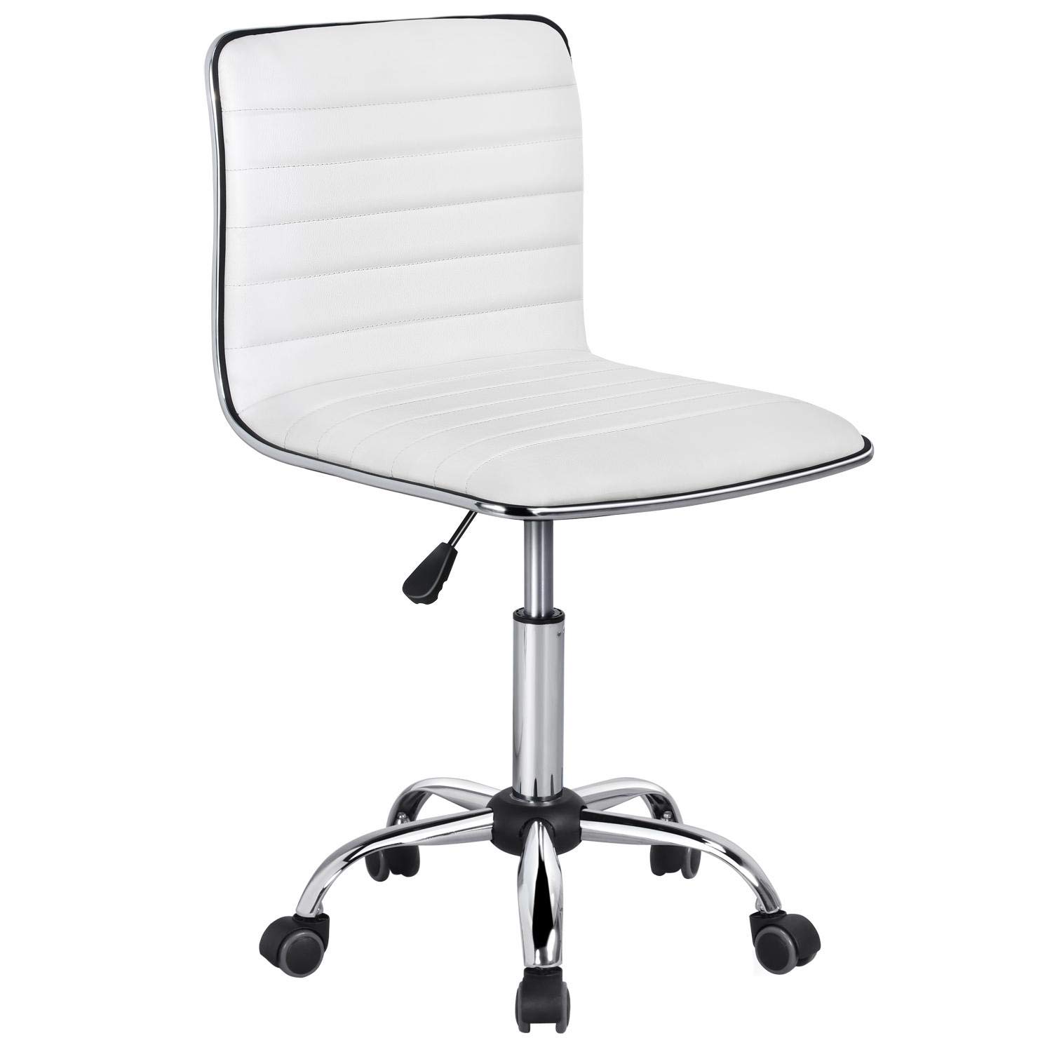 Mua Yaheetech Adjustable Task Chair PU Leather Low Back Ribbed Armless  Swivel White Desk Chair Office Chair Wheels trên Amazon Mỹ chính hãng 2023  | Fado