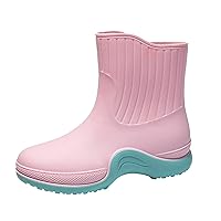 Mens Rain Boots Hardwearing Anti Skidding Patchwork Slip On Waterproof Non Slip Plastic Cement Rain Shoes Rain Ankle