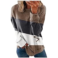 Sweat Shirts Women Long Sleeve Vintage Junior Sweaters Soild Dressy Tops for Women Fall Clothes for Women 2023 Fall Fashion Trends Women（4-Brown，Small）
