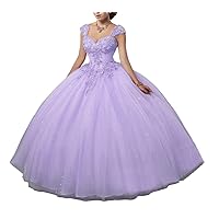 Women's Sparkling Bling Sweet Dresses Bead Appliques Quinceanera Dresses