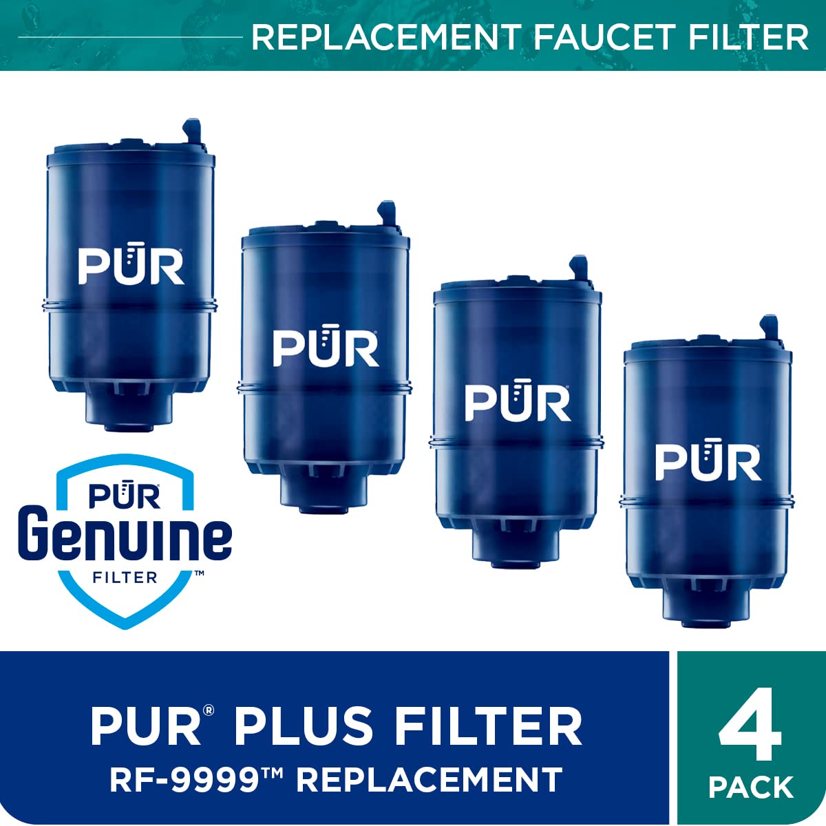 PUR PLUS Mineral Core Faucet Mount Water Filter Replacement (4 Pack) & PLUS Faucet Mount Water Filtration System, Gray – Vertical Faucet Mount for Crisp, Refreshing Water, FM2500V