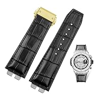 Custom Crocodile Grain Genuine Leather Watch Band for Hublot Ubom Big Bang 411 Quick Release Watch Strap 27-19mm (Color : Gold, Size : 27-19mm)