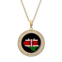 Kenya Flag Map Necklaces for Women Adjustable Length Pendant Fashion Jewelry Gift for Holiday Birthday