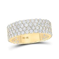The Diamond Deal 10kt Yellow Gold Mens Round Diamond 4-Row Band Ring 4-1/4 Cttw