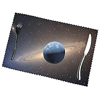 (Universe Milky Way Galaxy) Rectangular Printed Polyester Placemats Non-Slip Washable Placemat Decor for Kitchen Dining Table Indoor Outdoor Placemats 12x18in