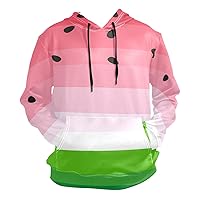 ALAZA Men's Watermelon Surface Long Sleeve Hooded Sweatshirt L