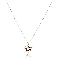 Amazon Essentials Sterling Silver Pressed Flower Heart Pendant Necklace (previously Amazon Collection)