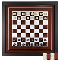 Hanging Checkers Board Game Chess Board Game Wall Mount Magnetic Wall Set Vertical Hanging Display Case Family Play Game Art Decor for Home and Office with（Checkers+Chess）