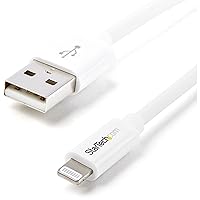 StarTech.com 2m (6ft) Long White Apple 8-pin Lightning Connector to USB Cable for iPhone / iPod / iPad - Charge and Sync Cable (USBLT2MW)