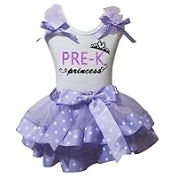 Petitebella Pre-K Princess Lavender Shirt Purple White Dots Petal Skirt Nb-8y