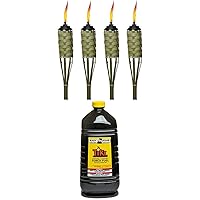 TIKI Brand 57-inch Luau Bamboo Torch - 4 pack & 1 Gallon Citronella Torch Fuel