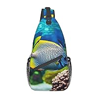 tropical fish Print Sling Bag Shoulder Sling Backpack Travel Hiking Chest Bag For Men Women