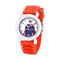Superman Kids Watch, DC Comics Plastic Time Teacher Analog Quartz Watch with Nylon Strap