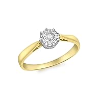 14k White & Yellow Gold Engagement Ring With 0.02 TCW Round Brilliant Cut Diamonds SI2-I1/G-H, Handmade Rings, Rings For Women, Jewelry for Women, Aesthetic Jewelry, Gold Jewelry, Promise Ring For Her