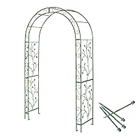 Rose Arch Decor, Distressed Iron Metal Garden Arch, Arched Floral Design, Great for Climbing Vines and Plants, Landscape Focus, Outdoor Garden Arch Trellis, Detached (Color : Green, Size : 12