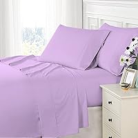 Flat Sheets Pack of 6 Violet Solid 100% Cotton Top Sheets for Hotel, Hospitals, Massage Use 450TC (Olympic Queen, Violet)