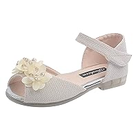 Girls Sandals Size 7 Girls Rhinestone Flower Shoes Low Heel Princess Shoes Flower Wedding Party Sandals Size 7