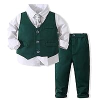 Boys' Suits Gentleman's Tie Pants Set, Kids Formal Dress Shirt for Toddler Wedding Outfits