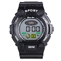 YAZILIND Unisex Sports Watch Multifunction Led Light Digital Waterproof Wristwatch-Black