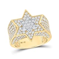 Jewels By Lux 10K Two-tone Gold Mens Round Diamond Magen David Star Ring 3-3/8 Cttw, Mens Size: 7-13