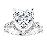 ERAA JEWEL4 CT Heart Colorless Moissanite Engagement Ring, Wedding Bridal Ring Set Eternity Antique Vintage Solitaire Hidden Halo Dainty Statement Minimalist Promise Her