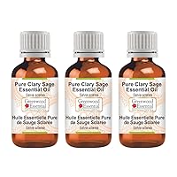 Pure Clary Sage Essential Oil (Salvia sclarea) Steam Distilled (Pack of Three) 100ml X 3 (10.1oz)