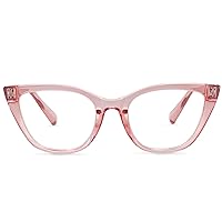 Stylish Reading Glasses - Full-Rimmed, Classic Large Cat Eye Frame - Non Prescription, Full Magnification Lens - Clear Rose - 3.0x