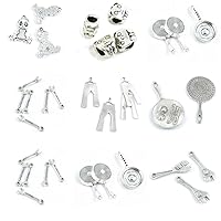 34 Pieces Jewelry Making Spanner Wrench Omelette Pan Pot Pants Trousers Bear Panda Loose Beads