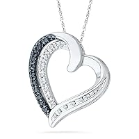 DGOLD Sterling Silver Black and White Round Diamond Heart Pendant (1/10 Cttw)