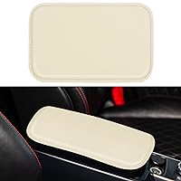 Amiss Auto Center Console Pad, PU Leather Car Armrest Seat Box Cover Protector, Universal Waterproof Non Slip Soft Center Console Armrest Pad for Most Vehicle, SUV, Truck, Car (Beige)