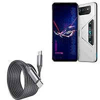 BoxWave Cable Compatible with ASUS ROG Phone 6 Pro - DirectSync PD Cable (10ft) - USB-C to USB-C (100W), Long 10 Foot PD Braided Nylon Alloy Cable for ASUS ROG Phone 6 Pro - Jet Black