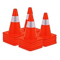 Towallmark 20 Pack Traffic Safety Cones 18 inch, PVC Orange Cones with Reflective Collars, Parking Training Construction Road Caution Plastic Cones for Parking Lot, Traffic Control, Driving Training